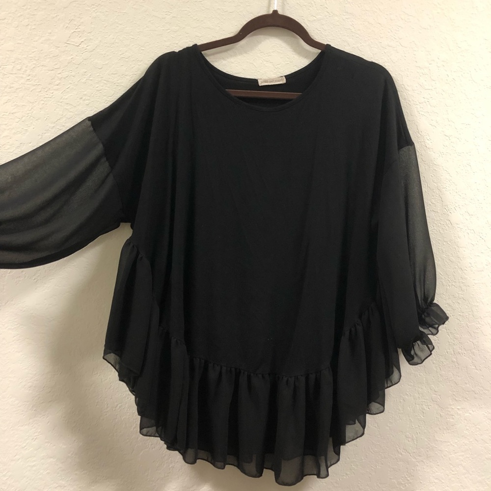Pebble and Rose Ruffle Hem Top
